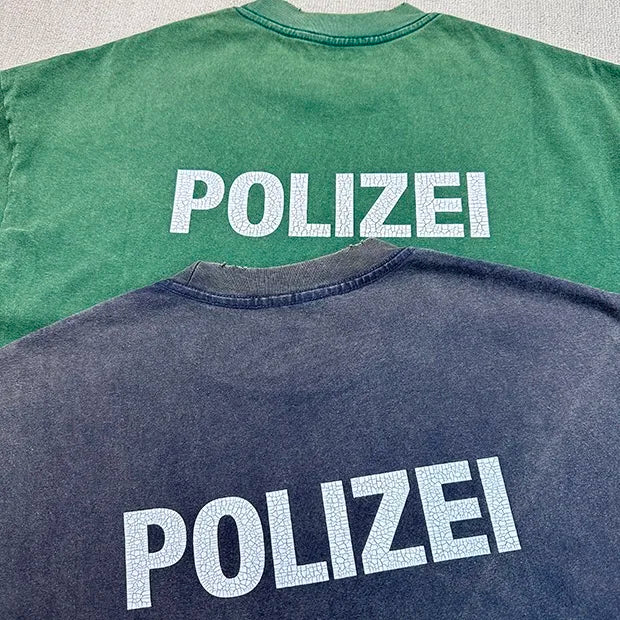 HYPExSTORE® POLIZEI DISTRESSED HEAVY COTTON T-SHIRT