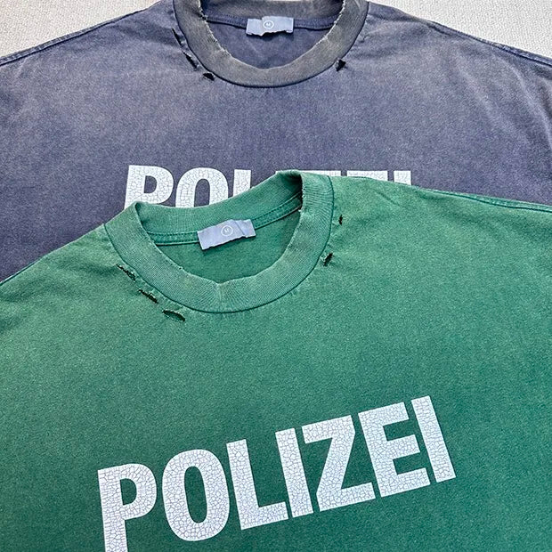 HYPExSTORE® POLIZEI DISTRESSED HEAVY COTTON T-SHIRT